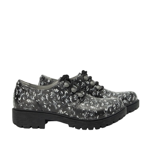 Alegria Resa Grey Gradens Shoe Leather Oxford Shoes Lug Sole  Womens 41 10.5-11 - Picture 3 of 9